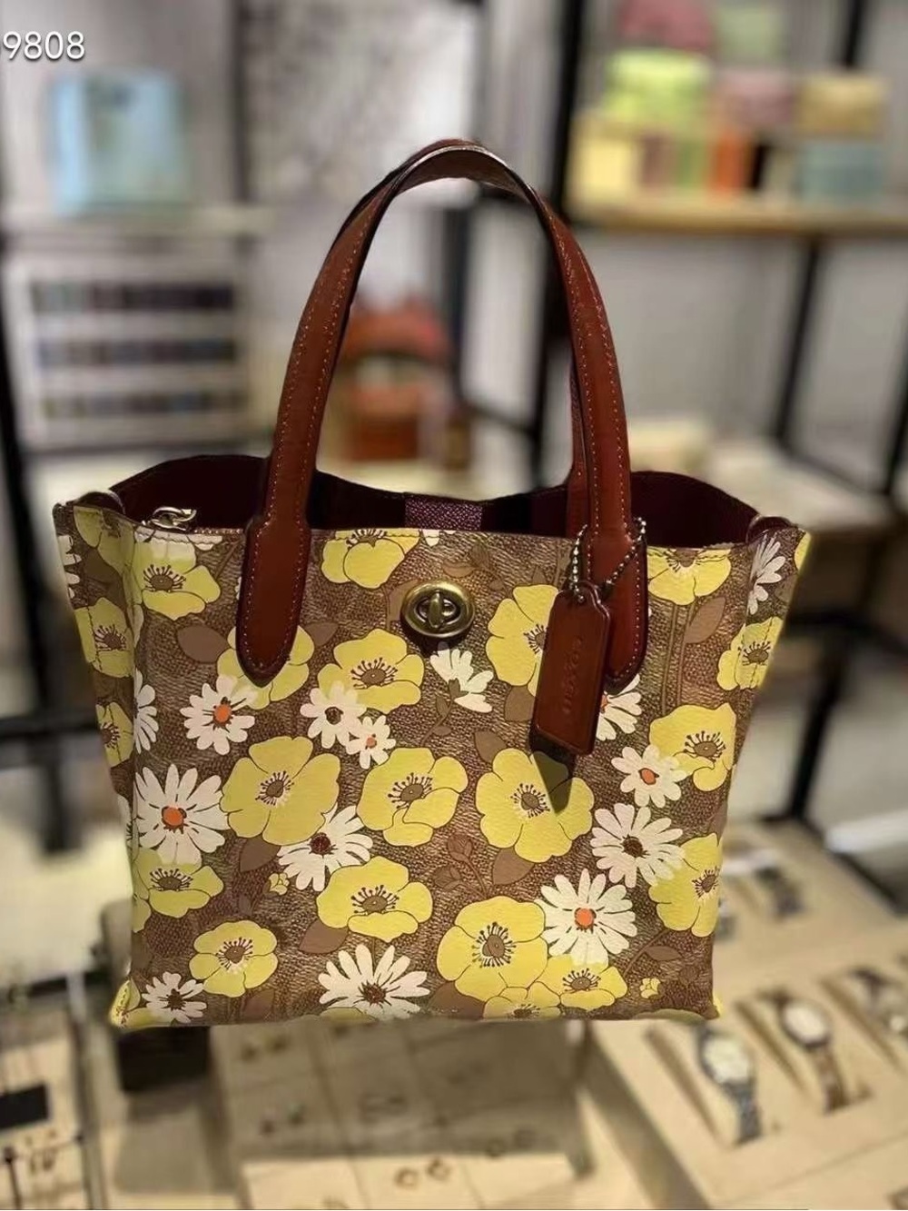 Coach Willow Tote Bag 24 In Signature Canvas With Floral Print NWT,c9721